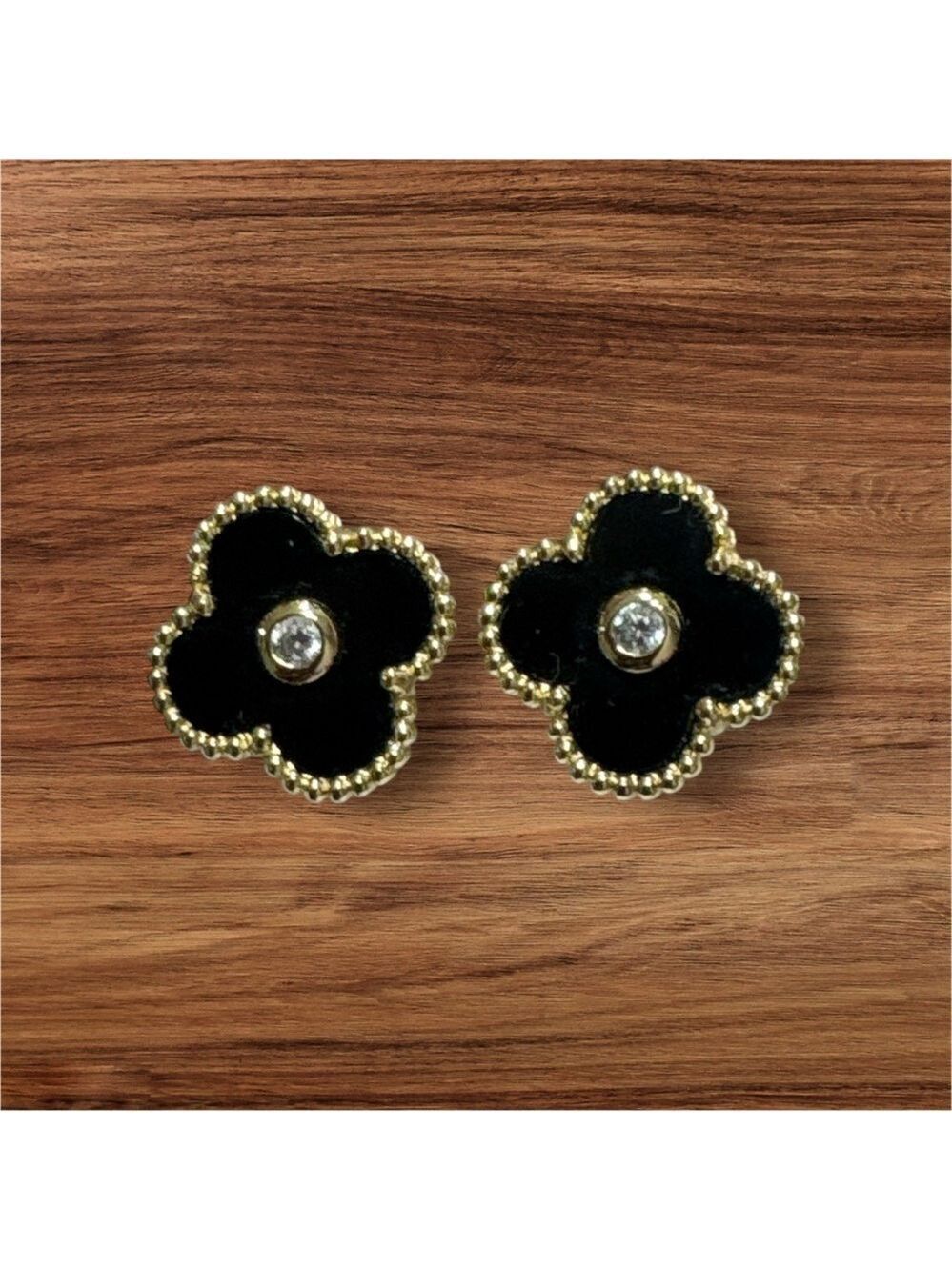 Adina Eden CZ Bezel Colored Stone Clover Stud Earrings